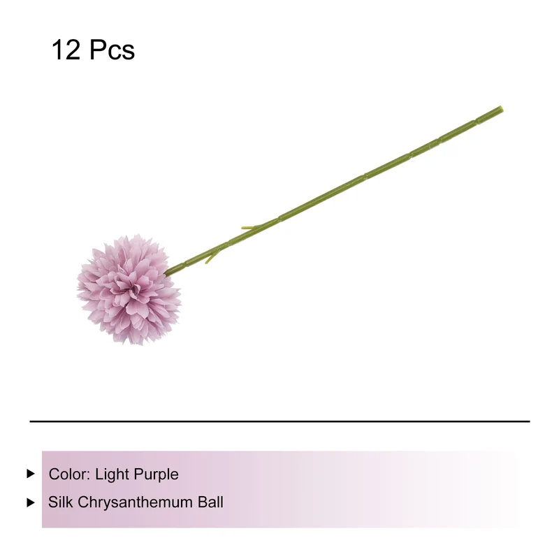 Artificial Flower Heads Silk Chrysanthemum Hydrangea Light Purple Faux 12Pcs