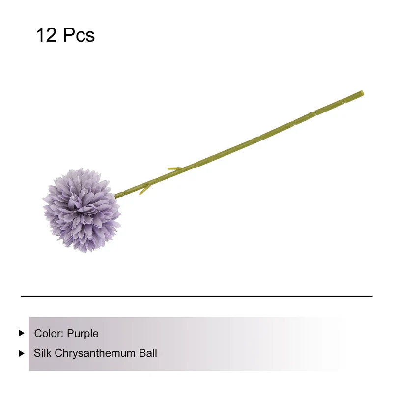 Artificial Flower Heads Silk Chrysanthemum Hydrangea Purple Faux 12Pcs