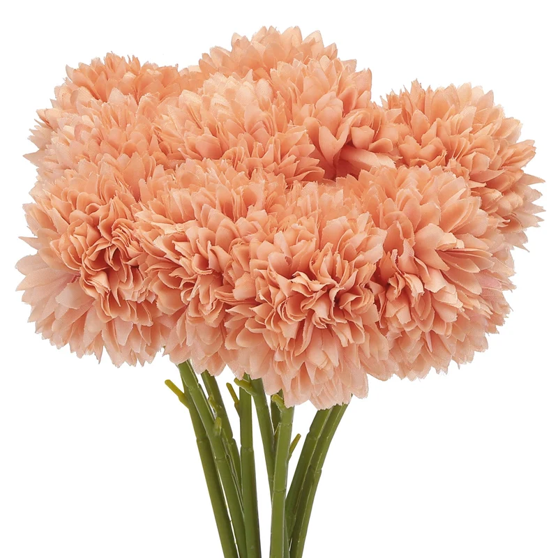 Artificial Flower Heads Silk Chrysanthemum Hydrangea Orange Faux 12Pcs