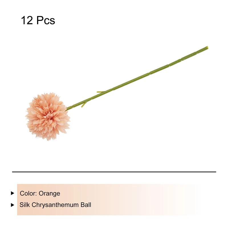 Artificial Flower Heads Silk Chrysanthemum Hydrangea Orange Faux 12Pcs