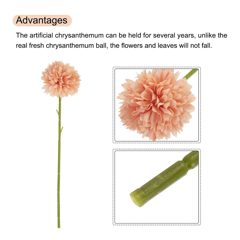 Artificial Flower Heads Silk Chrysanthemum Hydrangea Orange Faux 12Pcs