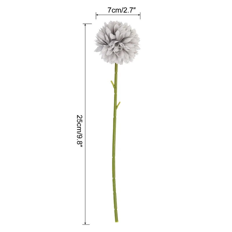 Artificial Flower Heads Silk Chrysanthemum Hydrangea Gray Faux 12Pcs