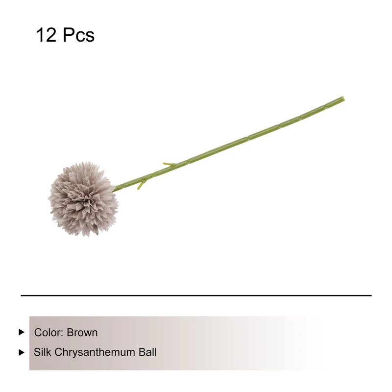 Artificial Flower Heads Silk Chrysanthemum Hydrangea Brown Faux 12Pcs