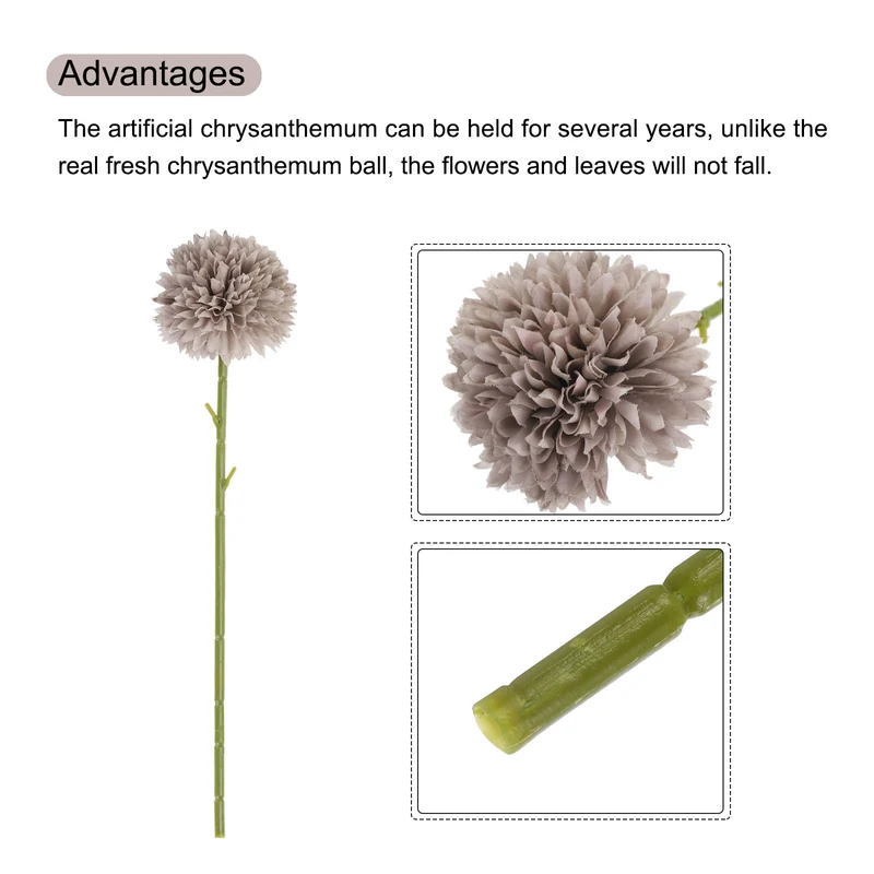 Artificial Flower Heads Silk Chrysanthemum Hydrangea Brown Faux 12Pcs