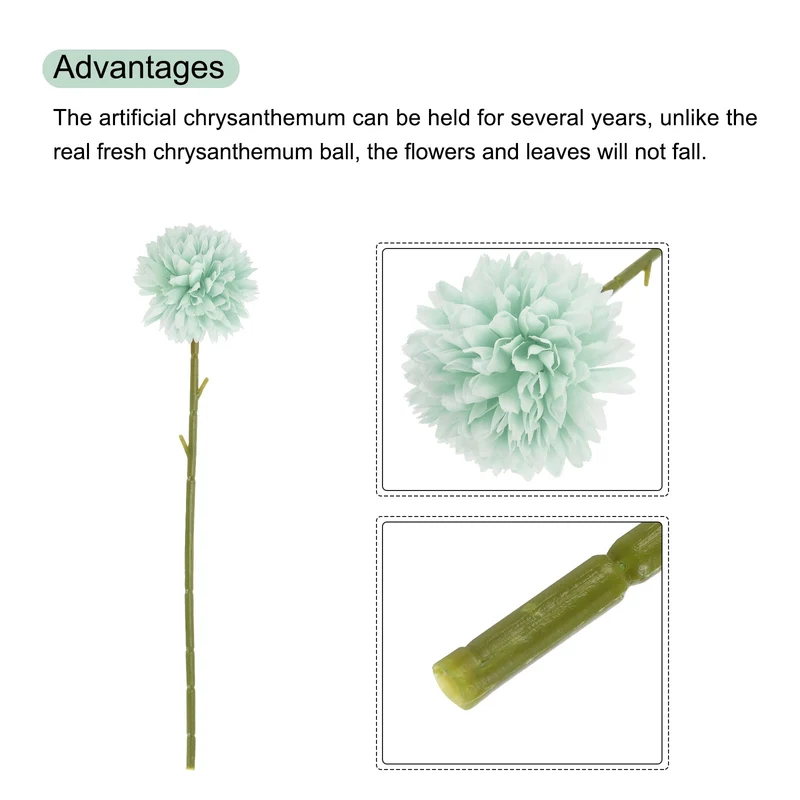 Artificial Flower Heads Silk Chrysanthemum Hydrangea Blue Faux 12Pcs