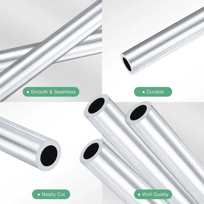 3-Pack 6063 Aluminum Round Tube, 8mmx12mm(IDxOD) 250mm Length Straight Tubing