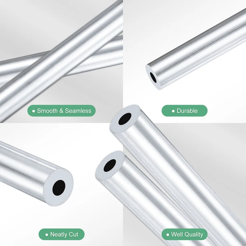 2-Pack 6063 Aluminum Round Tube, 5mmx12mm(IDxOD) 250mm Length Straight Tubing