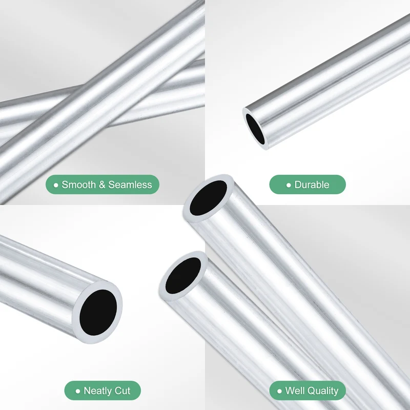 2-Pack 6063 Aluminum Round Tube, 8mmx11mm(IDxOD) 250mm Length Straight Tubing