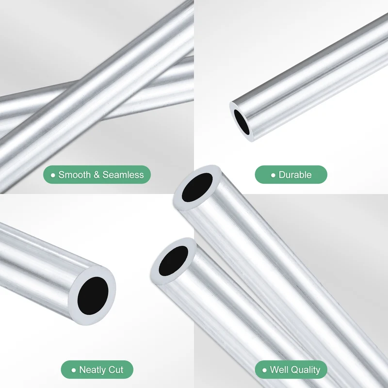2-Pack 6063 Aluminum Round Tube, 7mmx11mm(IDxOD) 250mm Length Straight Tubing