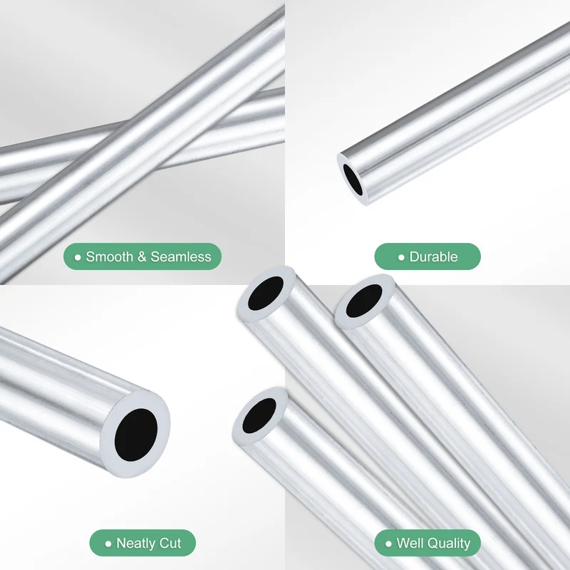 3-Pack 6063 Aluminum Round Tube, 6mmx10mm(IDxOD) 250mm Length Straight Tubing
