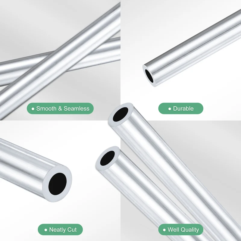 2-Pack 6063 Aluminum Round Tube, 6mmx10mm(IDxOD) 250mm Length Straight Tubing