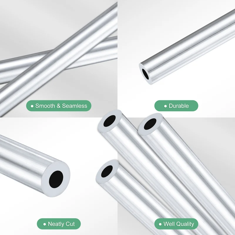 3-Pack 6063 Aluminum Round Tube, 5mmx10mm(IDxOD) 250mm Length Straight Tubing