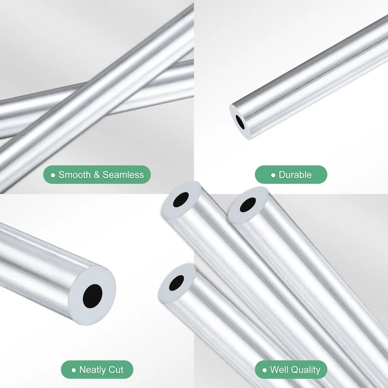 3-Pack 6063 Aluminum Round Tube, 4mmx10mm(IDxOD) 250mm Length Straight Tubing