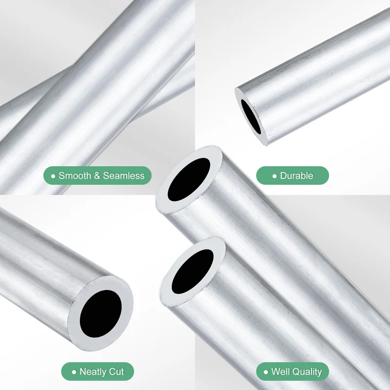 2-Pack 6063 Aluminum Round Tube, 14mmx22mm(IDxOD) 300mm Length Straight Tubing