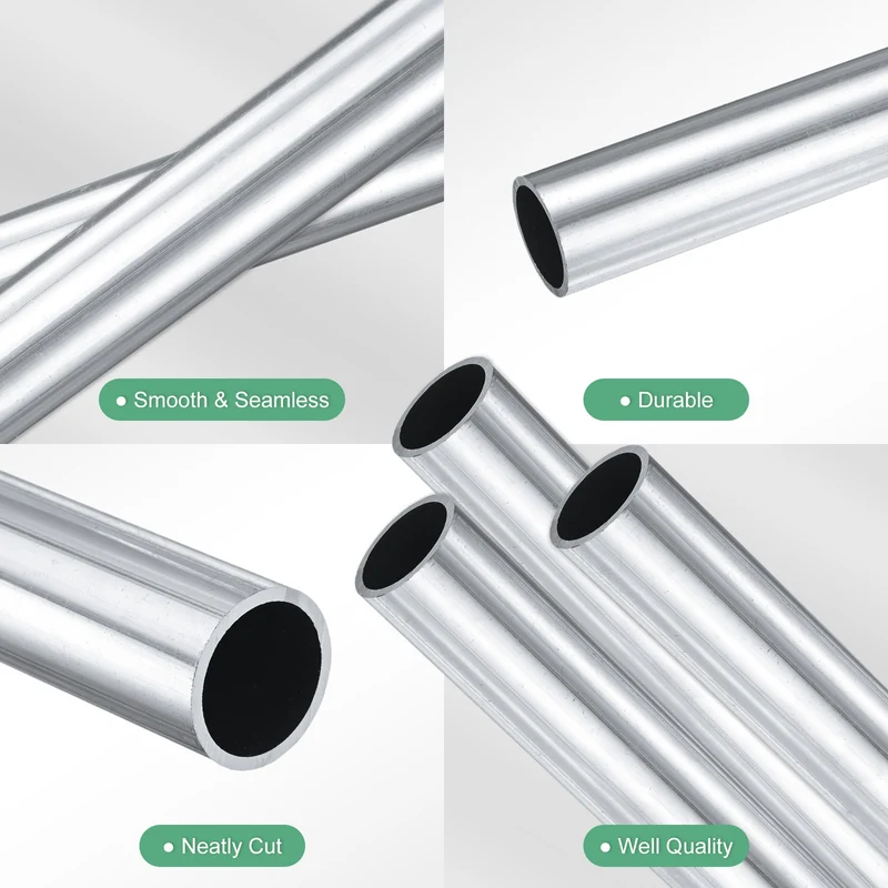 3-Pack 6063 Aluminum Round Tube, 18mmx21mm(IDxOD) 300mm Length Straight Tubing