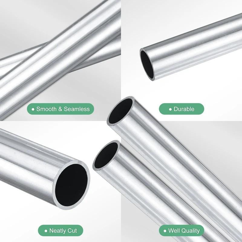 2-Pack 6063 Aluminum Round Tube, 18mmx21mm(IDxOD) 300mm Length Straight Tubing