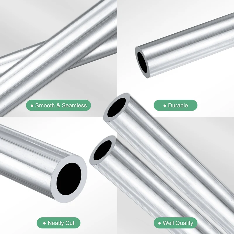 2-Pack 6063 Aluminum Round Tube, 13mmx21mm(IDxOD) 300mm Length Straight Tubing