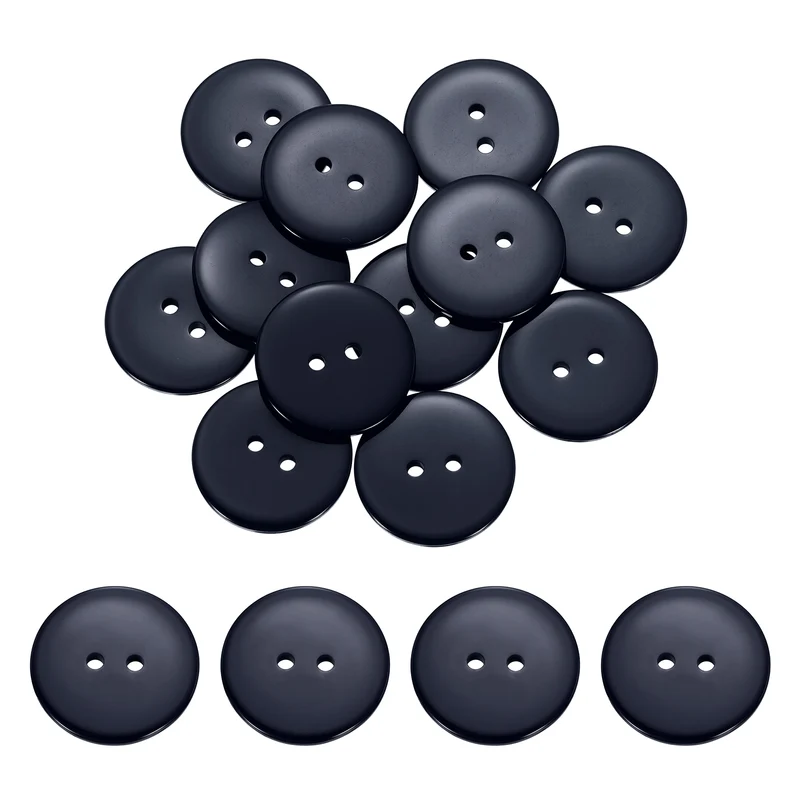 16 Pcs 25mm Resin Sewing Buttons, 2 Hole for Sewing Coats Shirts, Navy Blue