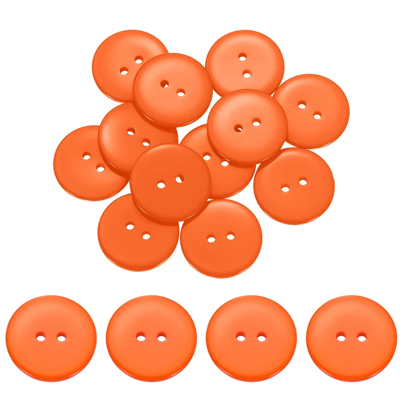 16 Pcs 25mm Resin Sewing Buttons, 2 Hole for Sewing Coats Shirts, Orange
