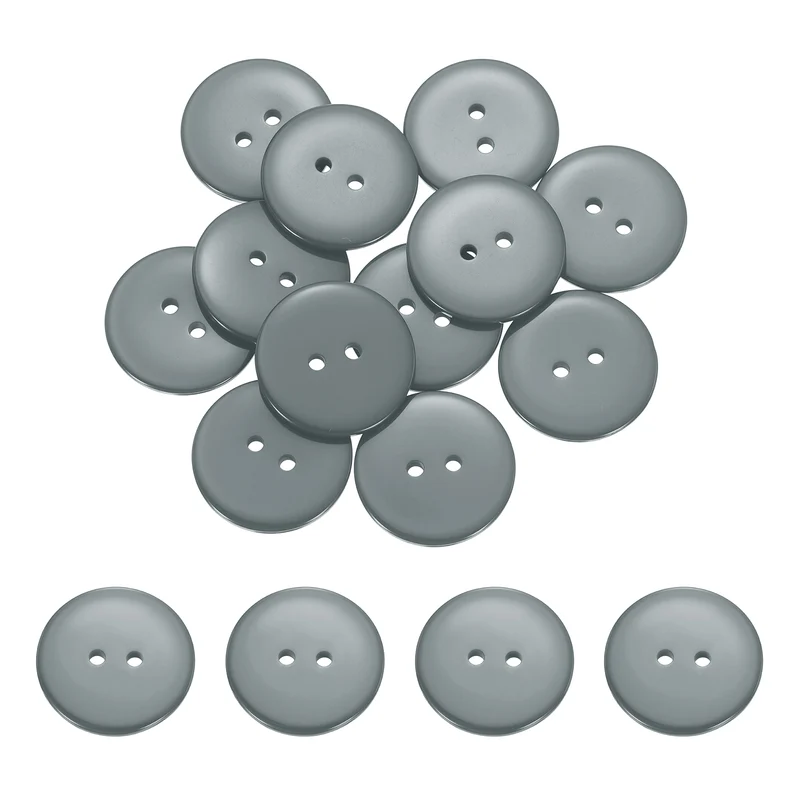 16 Pcs 25mm Resin Sewing Buttons, 2 Hole for Sewing Coats Shirts, Gray