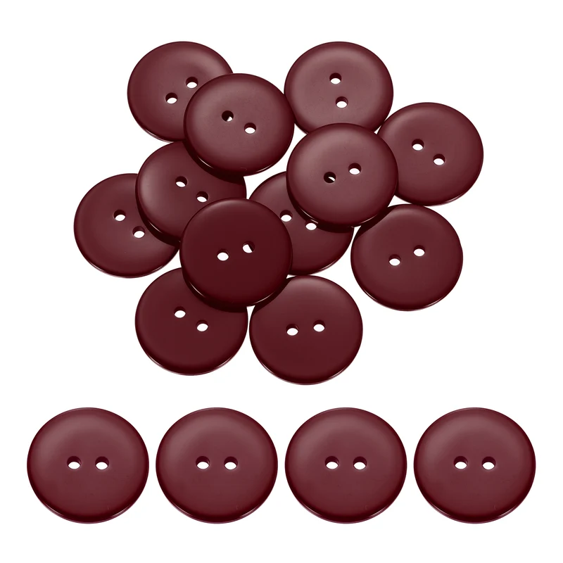 16 Pcs 25mm Resin Sewing Buttons, 2 Hole for Sewing Coats Shirts, Dark Red