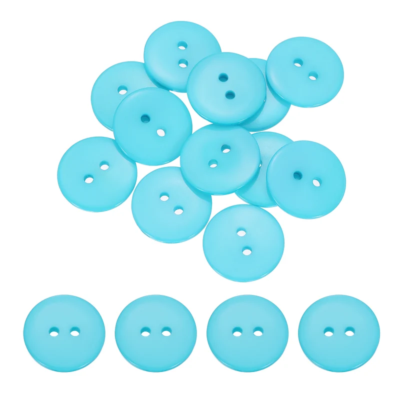 16 Pcs 20mm Resin Sewing Buttons, 2 Hole for Sewing Coats Shirts, Lake Blue