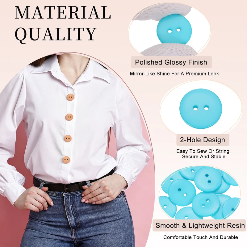16 Pcs 20mm Resin Sewing Buttons, 2 Hole for Sewing Coats Shirts, Lake Blue