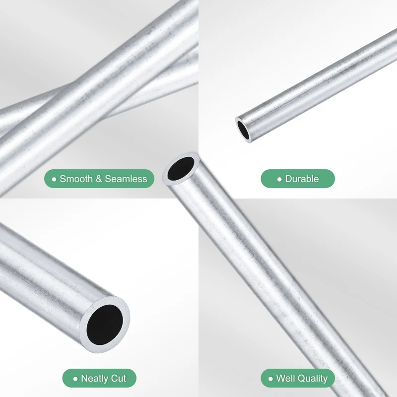 1-Pack 6063 Aluminum Round Tube, 5mmx7mm(IDxOD) 300mm Length Straight Tubing