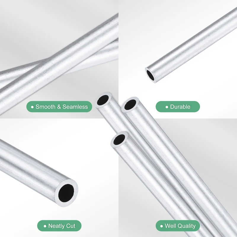 3-Pack 6063 Aluminum Round Tube, 4mmx6mm(IDxOD) 300mm Length Straight Tubing