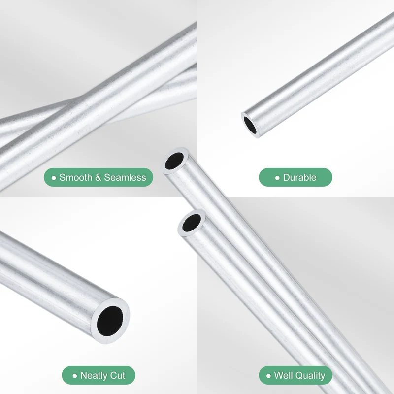 2-Pack 6063 Aluminum Round Tube, 4mmx6mm(IDxOD) 300mm Length Straight Tubing