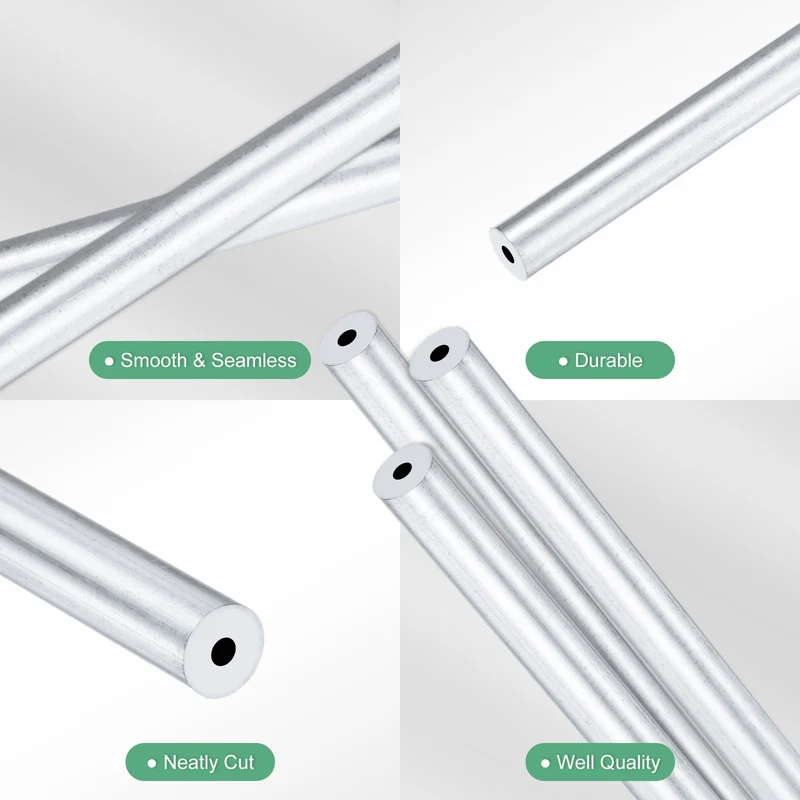 3-Pack 6063 Aluminum Round Tube, 2mmx6mm(IDxOD) 300mm Length Straight Tubing