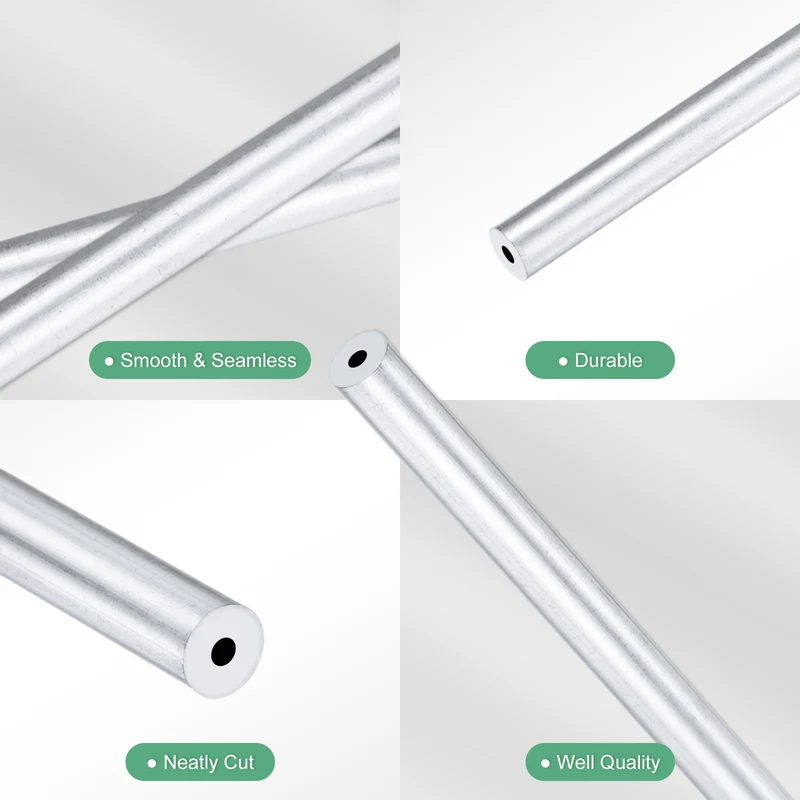 1-Pack 6063 Aluminum Round Tube, 2mmx6mm(IDxOD) 300mm Length Straight Tubing