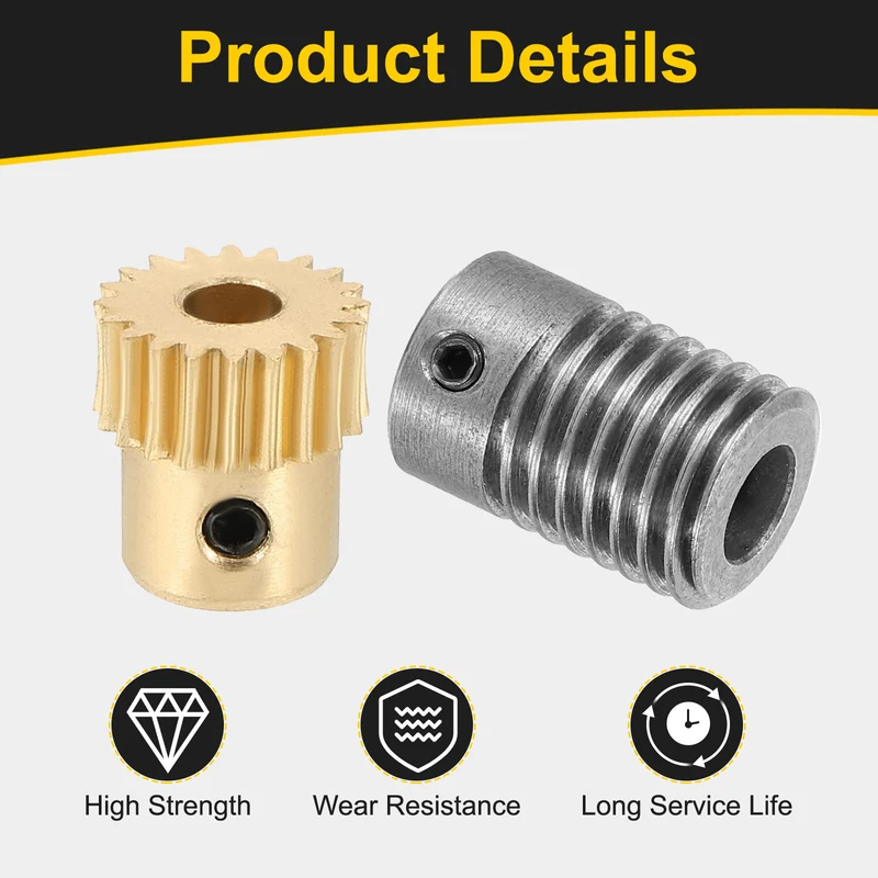 Worm Gear Set 0.5 Module 20:1 Reduction Rate(Gear-4mm Bore, Rod 6mm Bore)