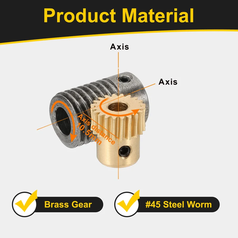 Worm Gear Set 0.5 Module 20:1 Reduction Rate(Gear-4mm Bore, Rod 6mm Bore)