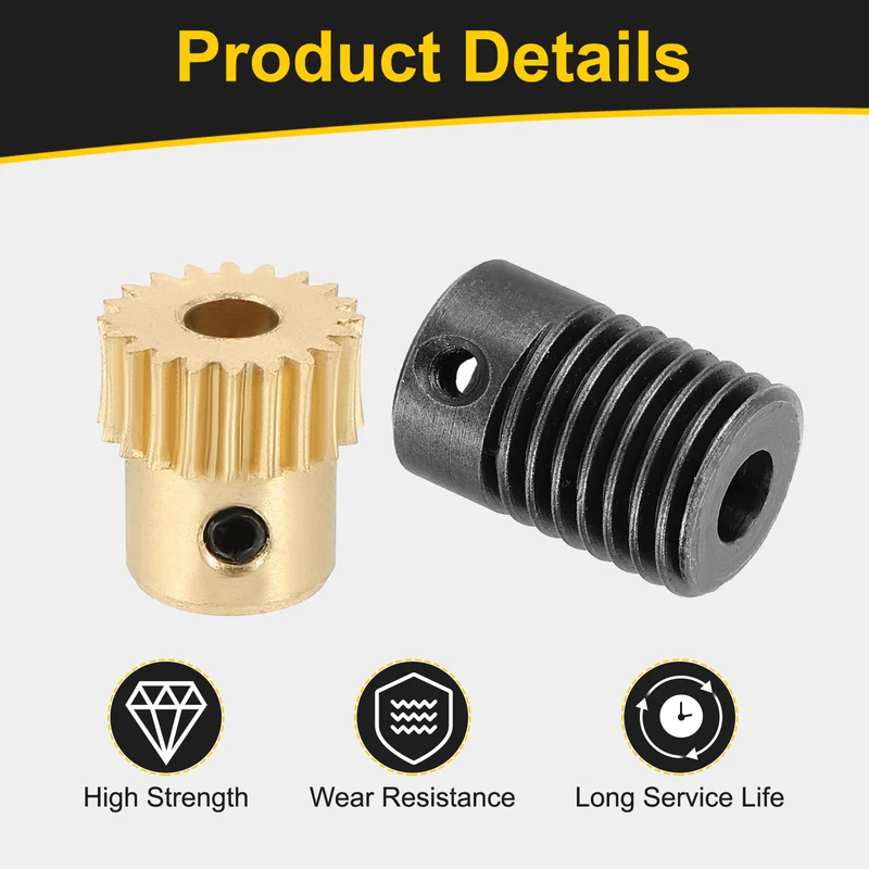 Worm Gear Set 0.5 Module 20:1 Reduction Rate(Gear-4mm Bore, Rod 5mm Bore)
