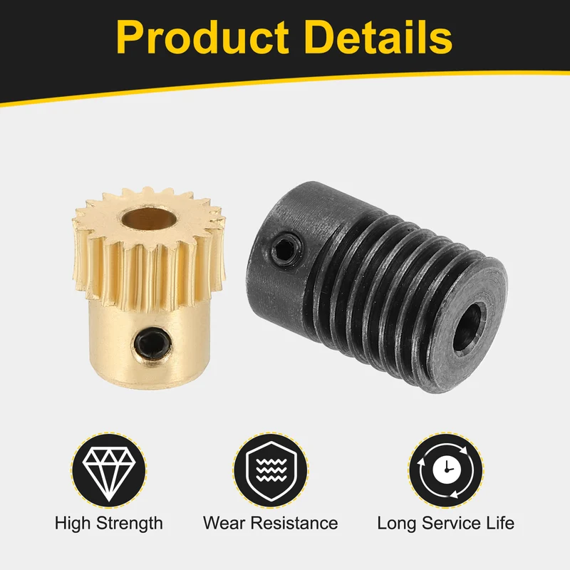 Worm Gear Set 0.5 Module 20:1 Reduction Rate(Gear-4mm Bore, Rod 4mm Bore)