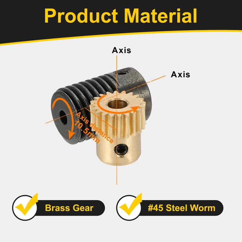 Worm Gear Set 0.5 Module 20:1 Reduction Rate(Gear-4mm Bore, Rod 4mm Bore)