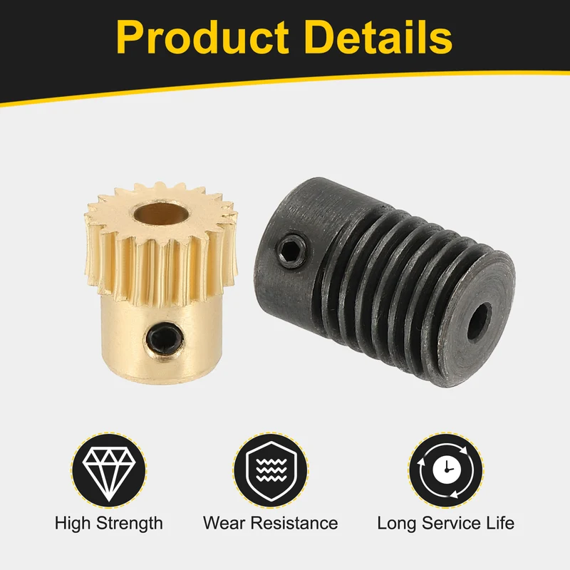 Worm Gear Set 0.5 Module 20:1 Reduction Rate(Gear-4mm Bore, Rod 3mm Bore)
