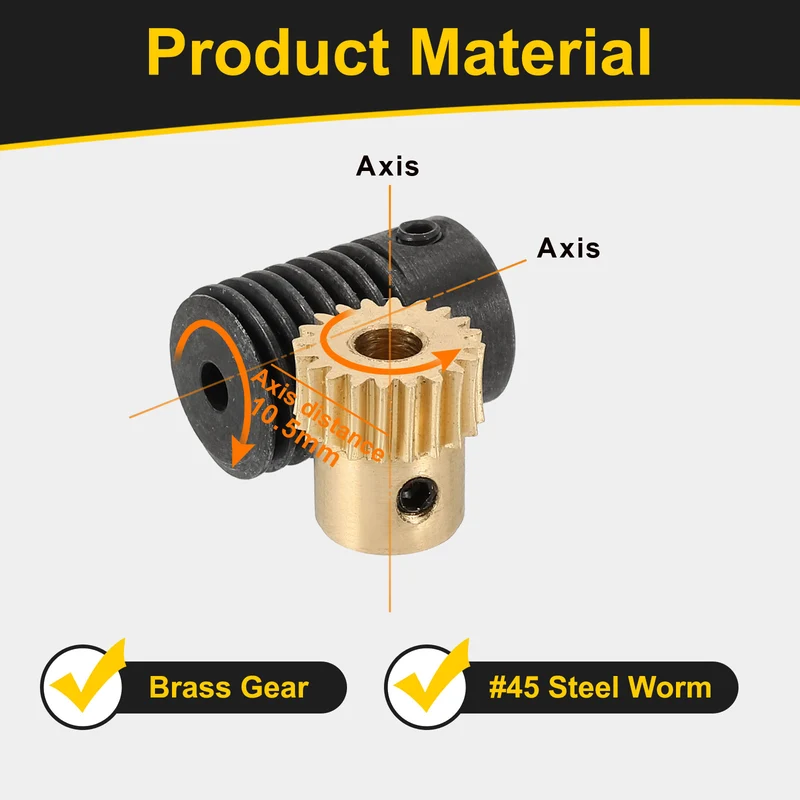 Worm Gear Set 0.5 Module 20:1 Reduction Rate(Gear-4mm Bore, Rod 3mm Bore)