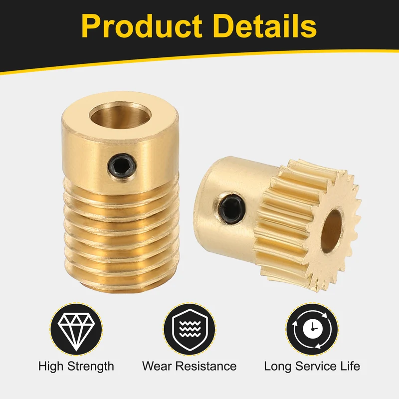 Worm Gear Set 0.5 Module 20:1 Reduction Rate Gear-4mm Bore Rod 6mm Bore