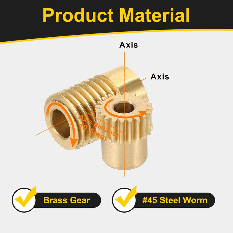 Worm Gear Set 0.5 Module 20:1 Reduction Rate Gear-4mm Bore Rod 6mm Bore