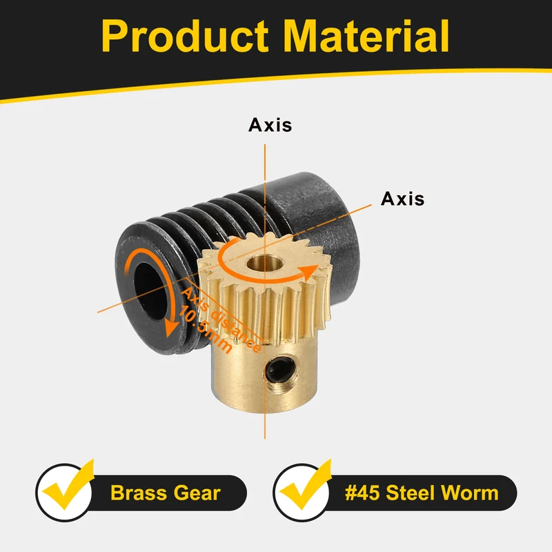 Worm Gear Set 0.5 Module 20:1 Reduction Rate(Gear-3mm Bore, Rod 5mm Bore)