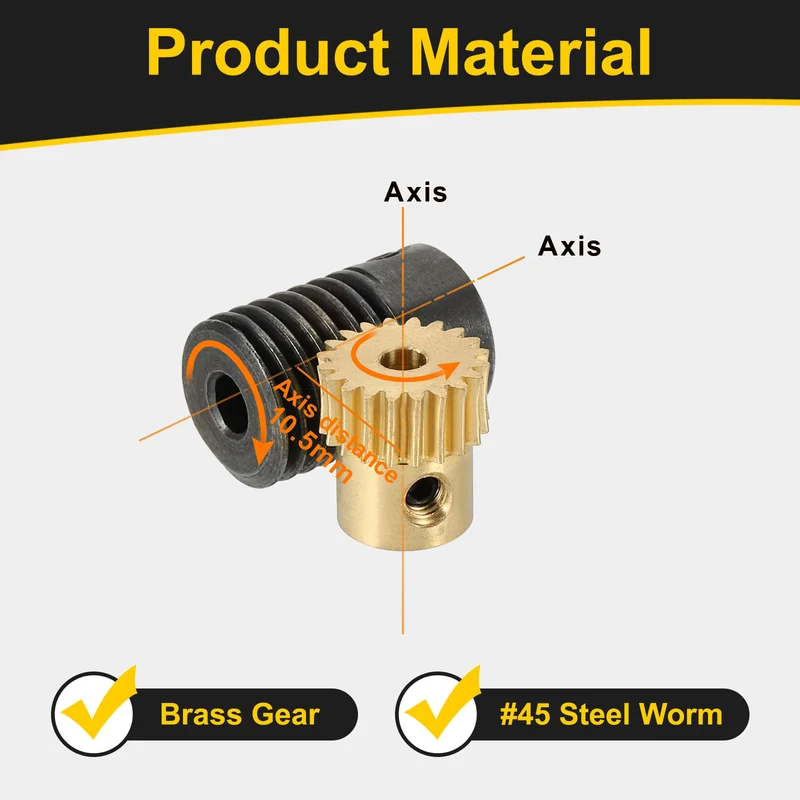 Worm Gear Set 0.5 Module 20:1 Reduction Rate(Gear-3mm Bore, Rod 4mm Bore)