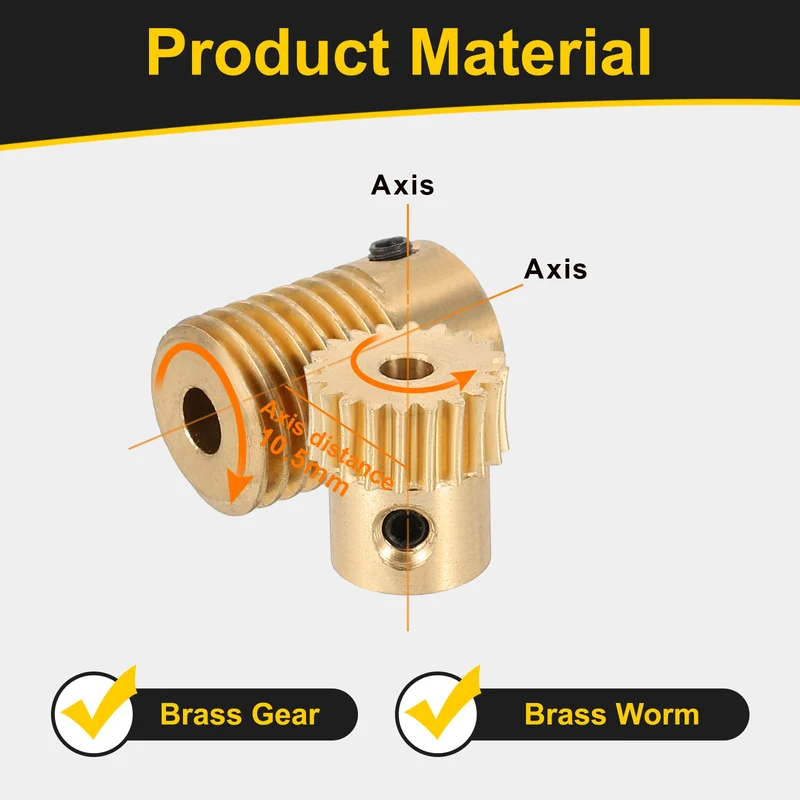 Worm Gear Set 0.5 Module 20:1 Reduction Rate(Gear-3mm Bore, Rod 5mm Bore)
