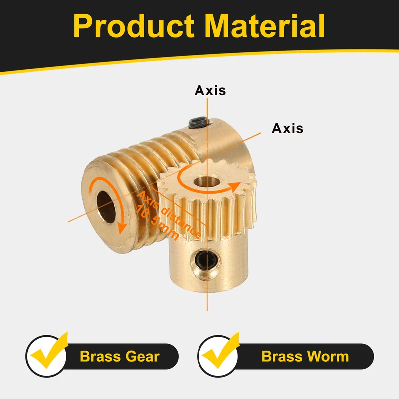 Worm Gear Set 0.5 Module 20:1 Reduction Rate(Gear-3mm Bore, Rod 4mm Bore)