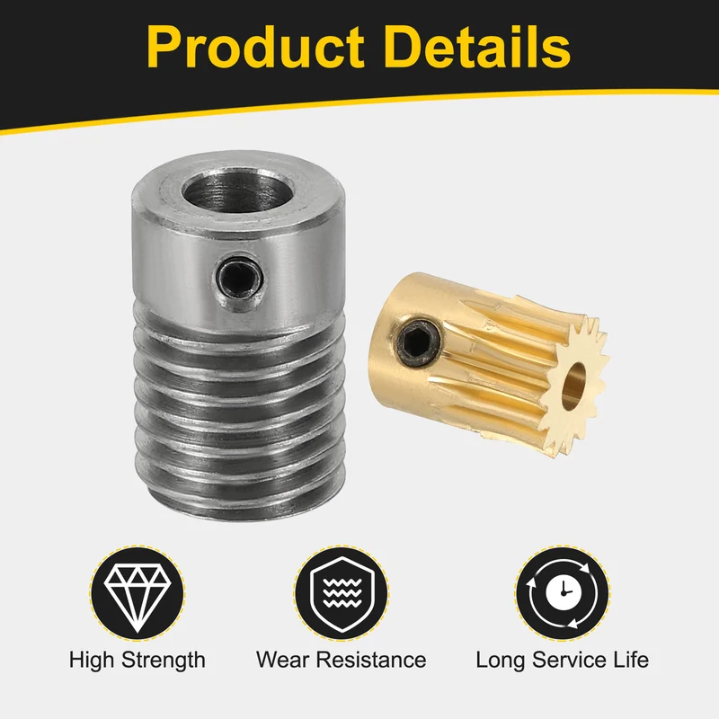 Worm Gear Set 0.5 Module 15:1 Reduction Rate(Gear-3mm Bore, Rod 6mm Bore)