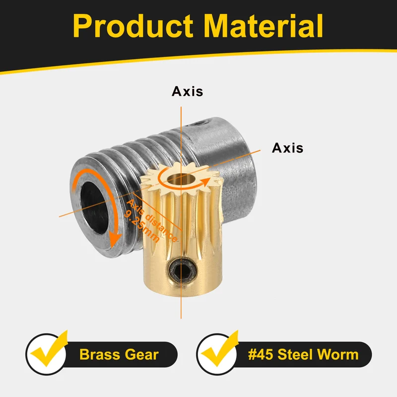 Worm Gear Set 0.5 Module 15:1 Reduction Rate(Gear-3mm Bore, Rod 6mm Bore)