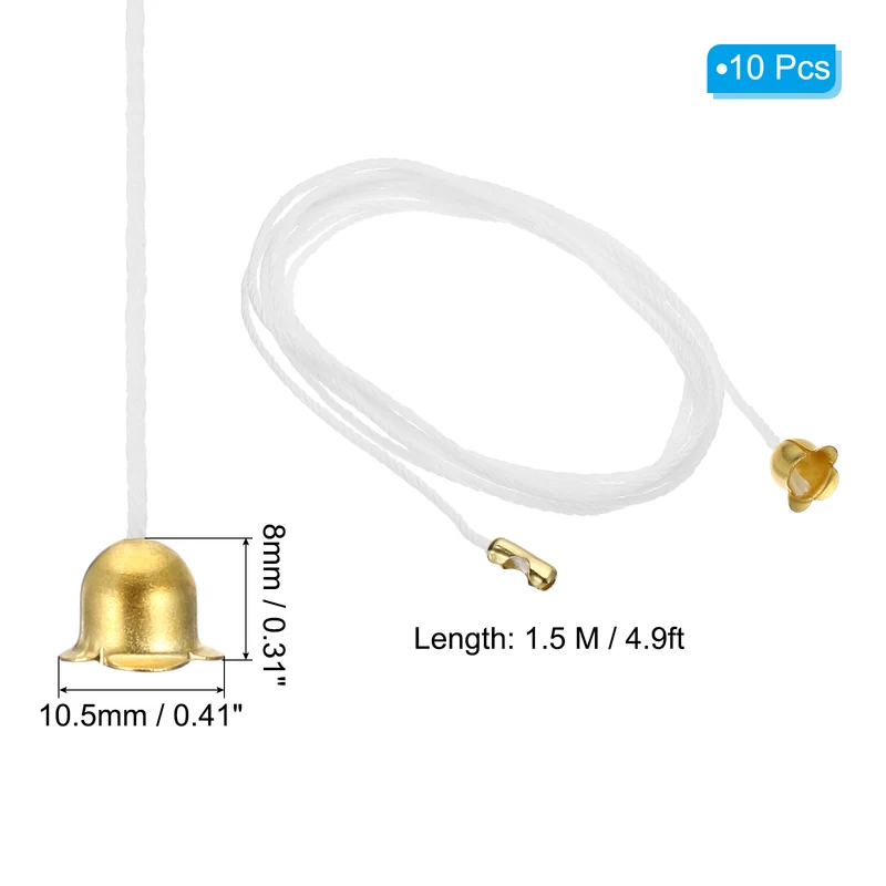 1.5M Ceiling Fan Pull Chain Extender, 10 Pcs with Flower Pendant, Gold Tone