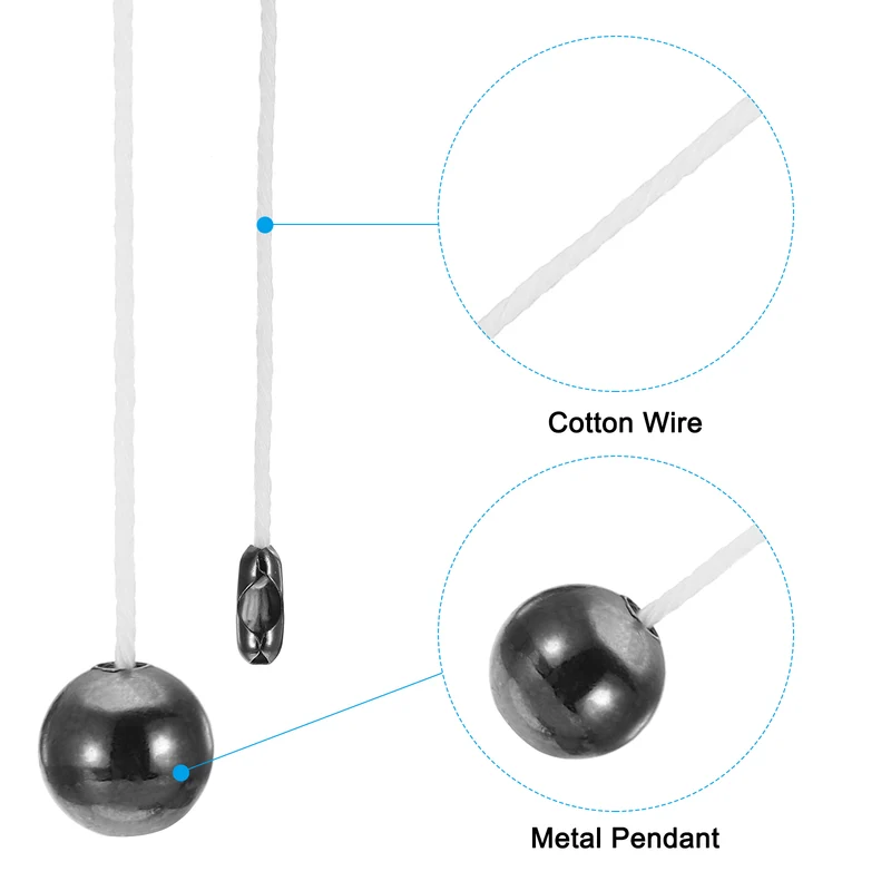 1.5M 4.9ft Ceiling Fan Pull Chain Extender, 4 Pcs with Ball Pendant, Black