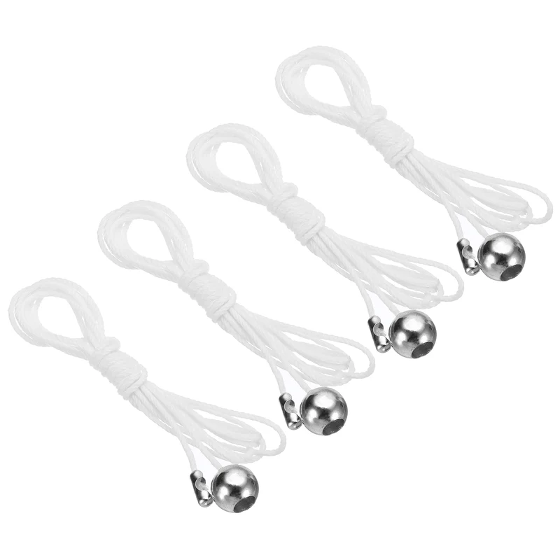 1.5M 4.9ft Ceiling Fan Pull Chain Extender, 4 Pcs with Ball Pendant, Silver Tone